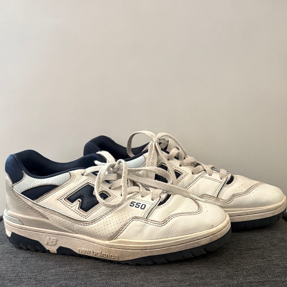 New Balance 550 Men's Cream and Navy Sneakers
